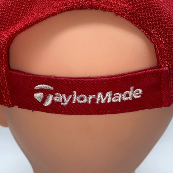 Taylormade Mens Golf Hat R7 Red Mesh White Cap Adjustable Hook & Loop Tmax Gear - Picture 5 of 13